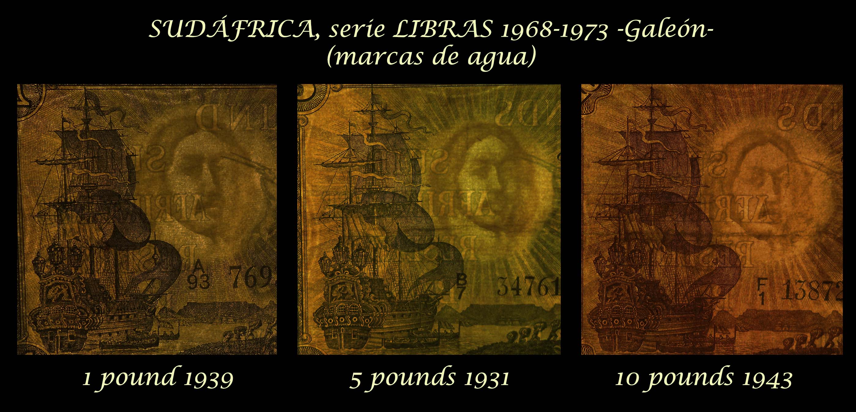 Sudafrica serie pounds 1928-1943 -Galeones marcas de agua